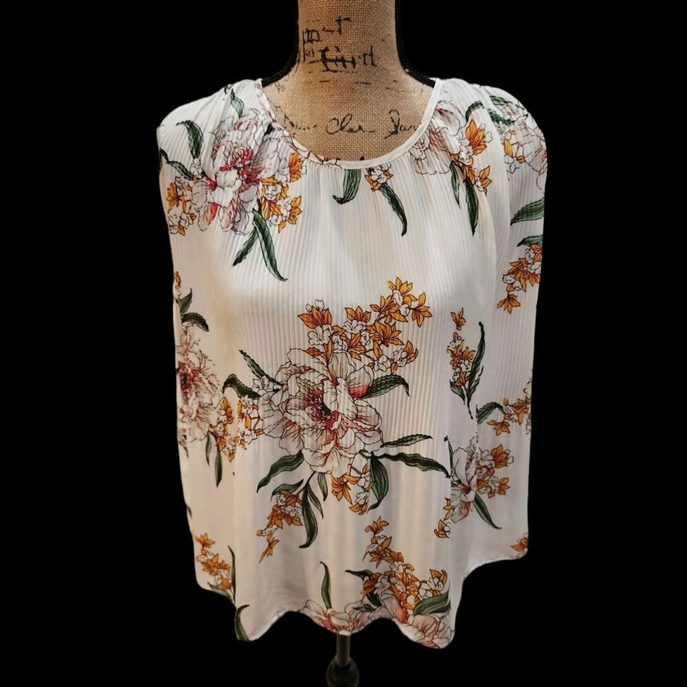 Indigo Rose Top Womens SZ Medium Crinkle Floral Bloomcore Soft Girl Summer Pleat